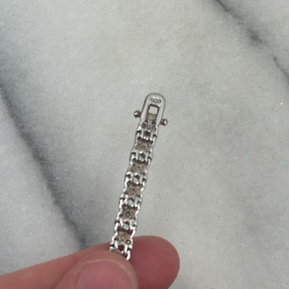 Pink flower Sterling silver tennis bracelet - Picture 3 of 6